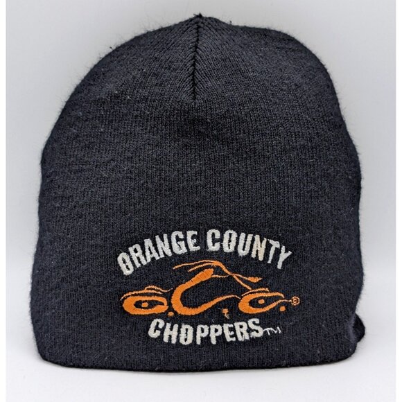 Vintage Orange County Choppers Black Beanie OSFA Sock Hat Stretch VTG Y2K - Picture 2 of 4
